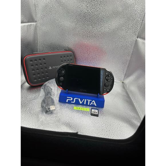 Black/Red/orange ps vita 2000 w/accessories - Picture 1 of 8